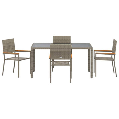 Set da Pranzo per Giardino 5 pcs Grigio polyrattan