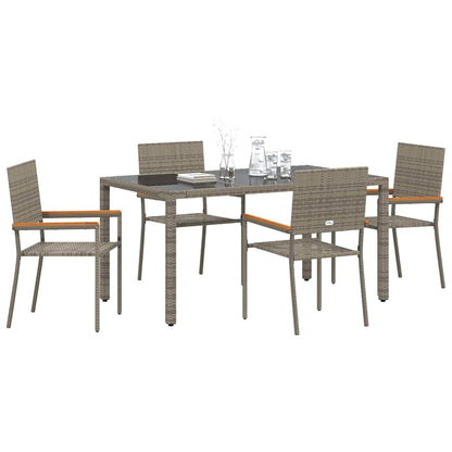 Set da Pranzo per Giardino 5 pcs Grigio polyrattan
