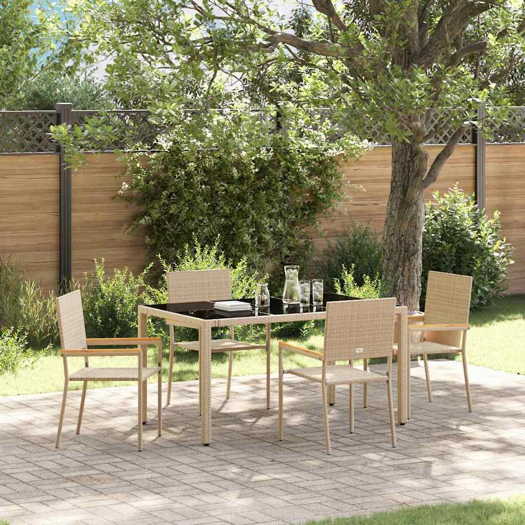 Set da Pranzo per Giardino 5 pcs Beige polyrattan