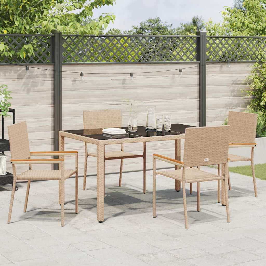 Set da Pranzo per Giardino 5 pcs Beige polyrattan