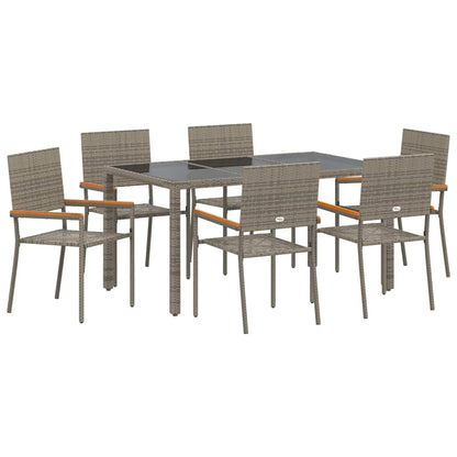 Set da Pranzo per Giardino 7 pcs Grigio polyrattan