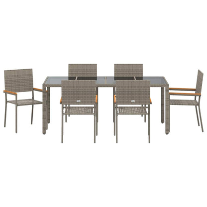 Set da Pranzo per Giardino 7 pcs Grigio polyrattan