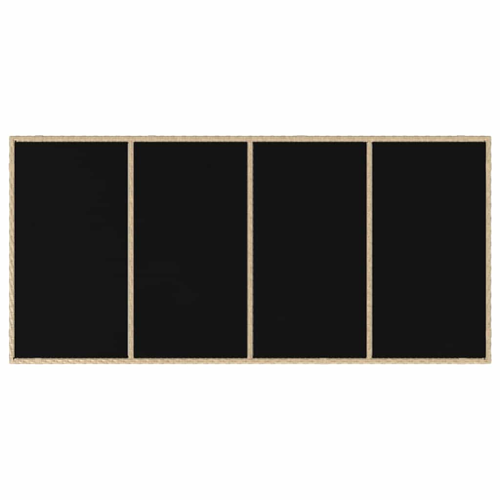 Set da Pranzo per Giardino 7 pcs Beige e Nero polyrattan