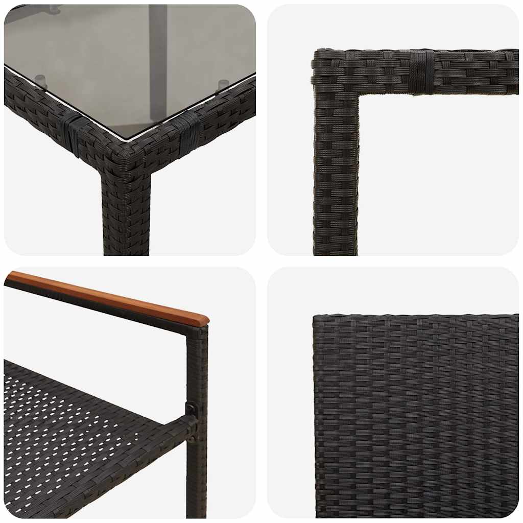 Set da Pranzo per Giardino 9 pcs Nero polyrattan