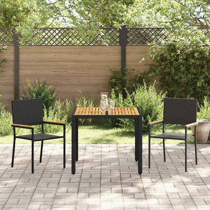Set da Pranzo per Giardino 3 pcs Nero e Marrone polyrattan