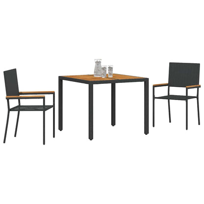 Set da Pranzo per Giardino 3 pcs Nero e Marrone polyrattan