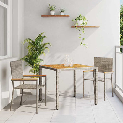Set da Pranzo per Giardino 3 pcs Grigio polyrattan