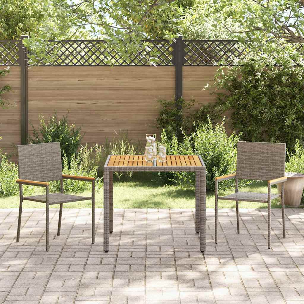 Set da Pranzo per Giardino 3 pcs Grigio polyrattan