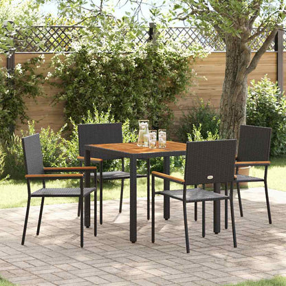 Set da Pranzo per Giardino 5 pcs Nero e Marrone polyrattan