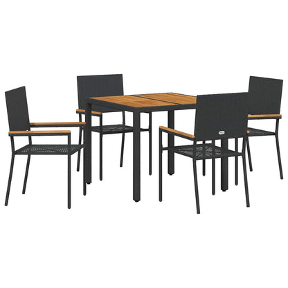 Set da Pranzo per Giardino 5 pcs Nero e Marrone polyrattan