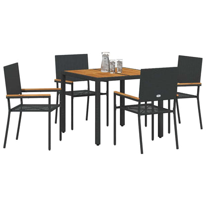 Set da Pranzo per Giardino 5 pcs Nero e Marrone polyrattan