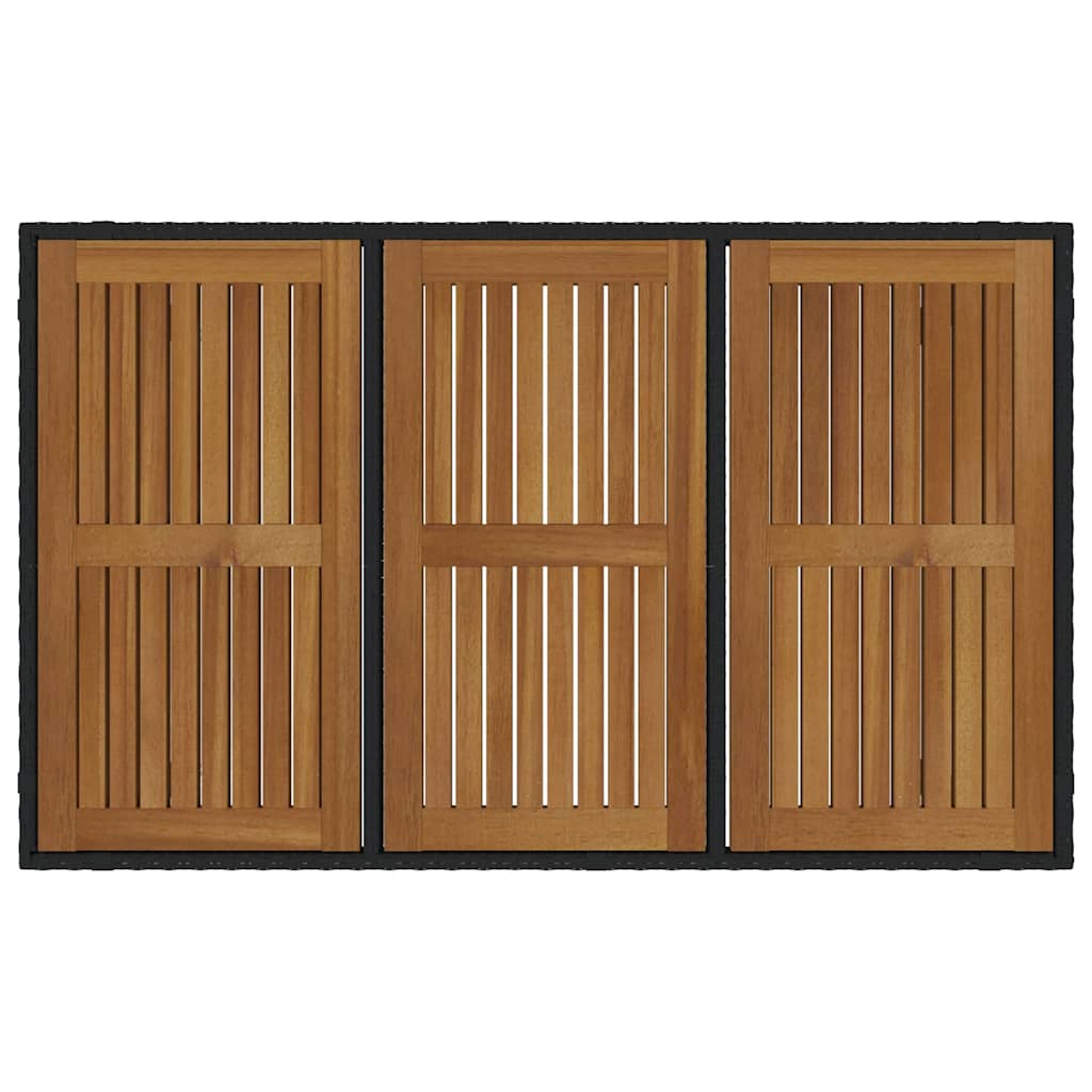 Set da Pranzo per Giardino 5 pcs Nero e Legno polyrattan