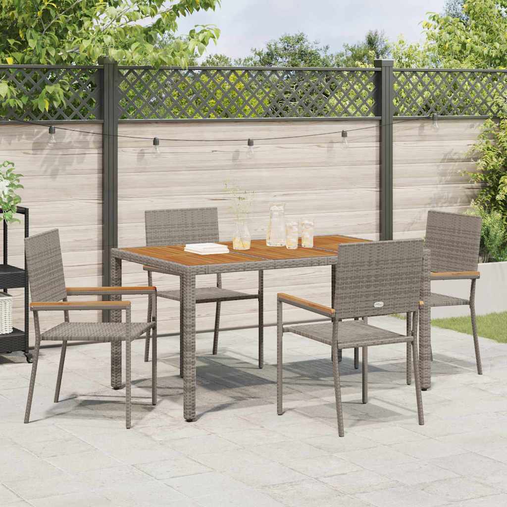 Set da Pranzo per Giardino 5 pcs Grigio polyrattan | homemem39