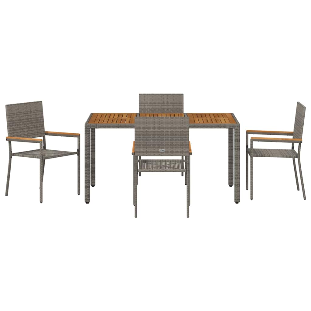 Set da Pranzo per Giardino 5 pcs Grigio polyrattan | homemem39