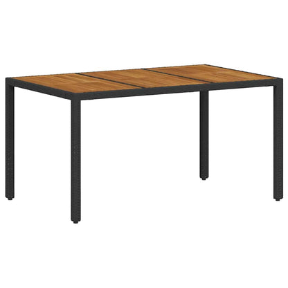 Set da Pranzo per Giardino 7 pcs Nero e Legno polyrattan