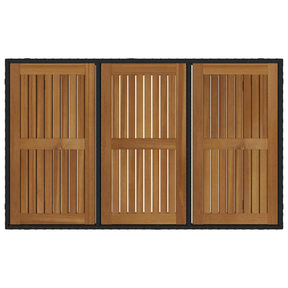 Set da Pranzo per Giardino 7 pcs Nero e Legno polyrattan