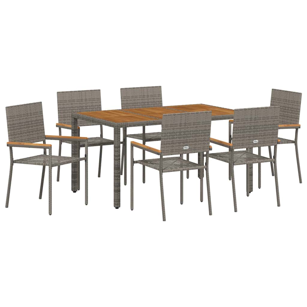 Set da Pranzo per Giardino 7 pcs Grigio polyrattan | homemem39