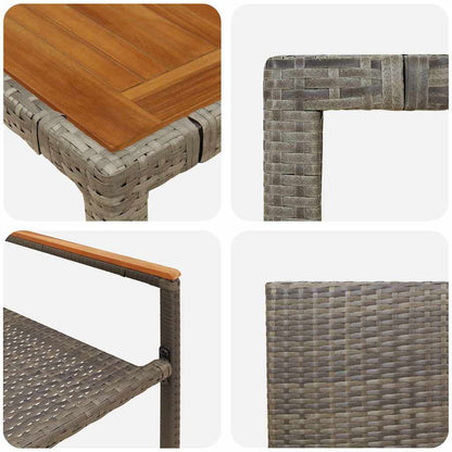 Set da Pranzo per Giardino 9 pcs Grigio polyrattan