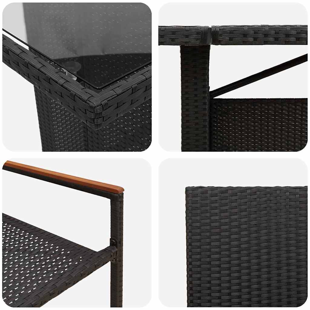 Set da Pranzo per Giardino 9 pcs Nero polyrattan | homemem39