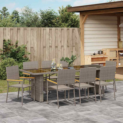 Set da Pranzo per Giardino 9 pcs Grigio Poly Rattan - homemem39