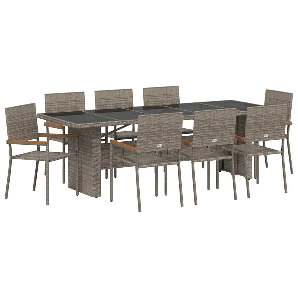 Set da Pranzo per Giardino 9 pcs Grigio Poly Rattan - homemem39