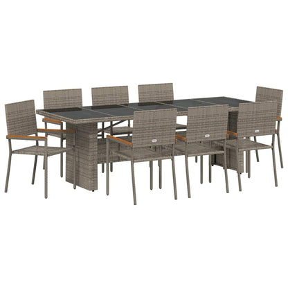Set da Pranzo per Giardino 9 pcs Grigio Poly Rattan - homemem39