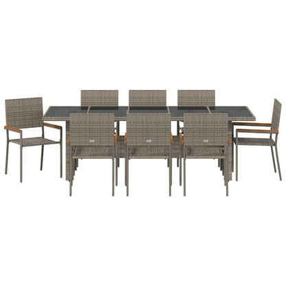 Set da Pranzo per Giardino 9 pcs Grigio Poly Rattan - homemem39