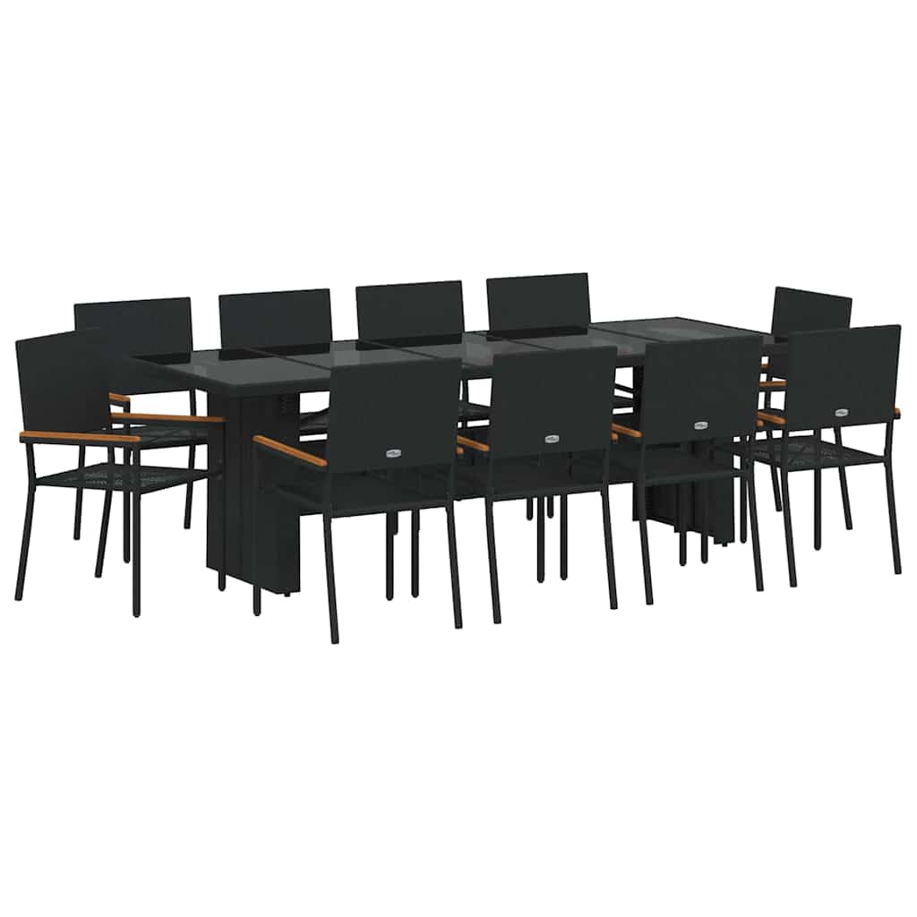Set da Pranzo per Giardino 11 pcs Nero polyrattan | homemem39