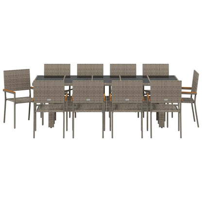 Set da Pranzo per Giardino 11 pcs Grigio Poly Rattan - homemem39