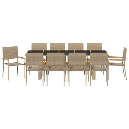 Set da Pranzo per Giardino 11 pcs Beige Poly Rattan - homemem39
