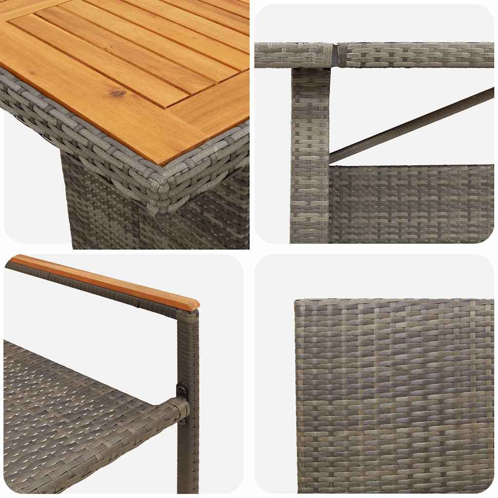 Set da Pranzo per Giardino 9 pcs Grigio polyrattan | homemem39