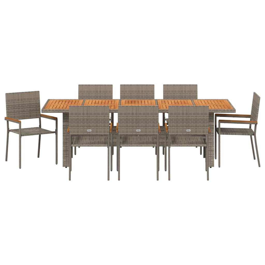 Set da Pranzo per Giardino 9 pcs Grigio polyrattan | homemem39