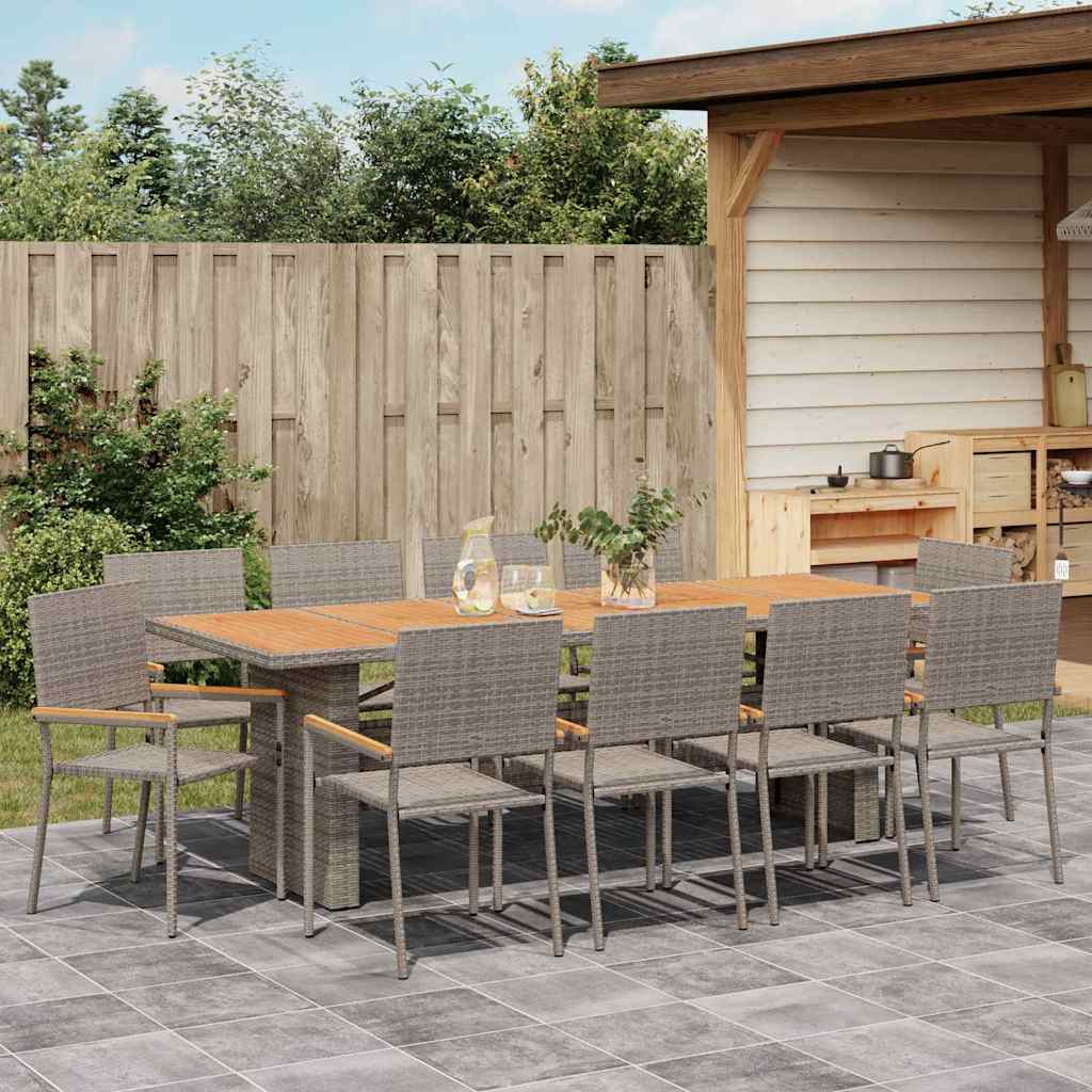 Set da Pranzo per Giardino 11 pcs Grigio polyrattan | homemem39