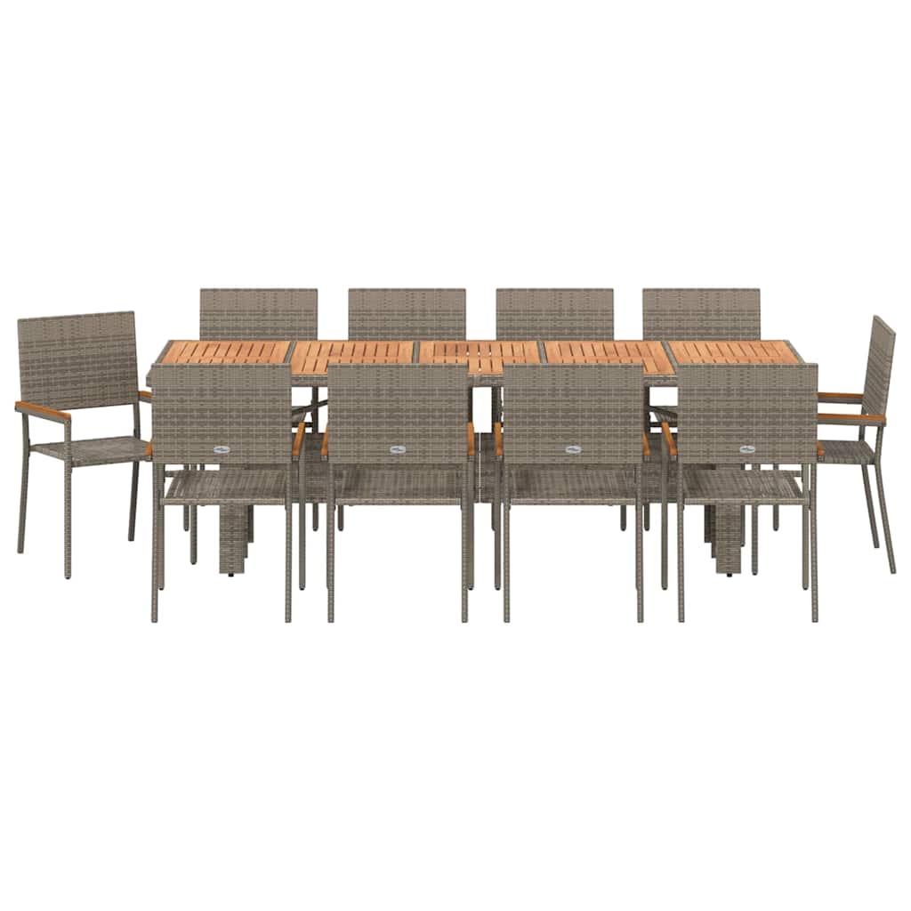 Set da Pranzo per Giardino 11 pcs Grigio polyrattan | homemem39