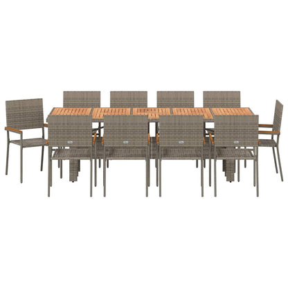 Set da Pranzo per Giardino 11 pcs Grigio polyrattan | homemem39