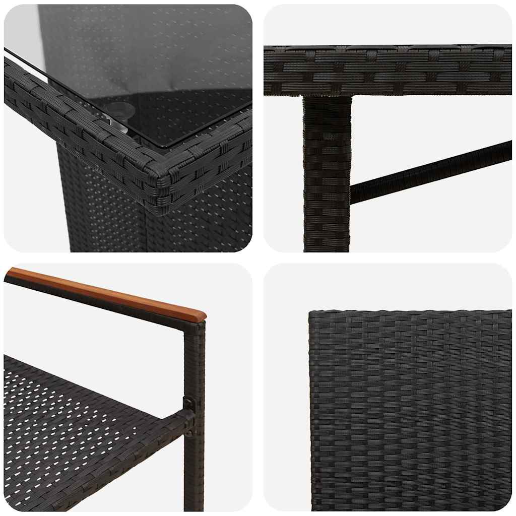 Set da Pranzo per Giardino 7 pcs Nero polyrattan
