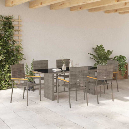 Set da Pranzo per Giardino 7 pcs Grigio polyrattan