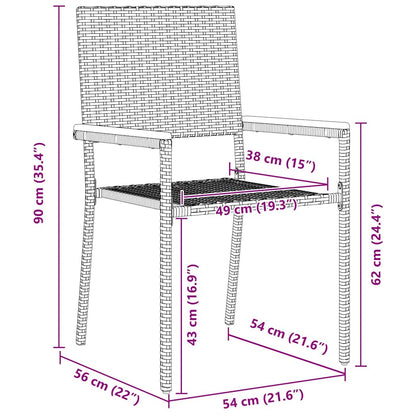 Set da Pranzo per Giardino 7 pcs Grigio polyrattan