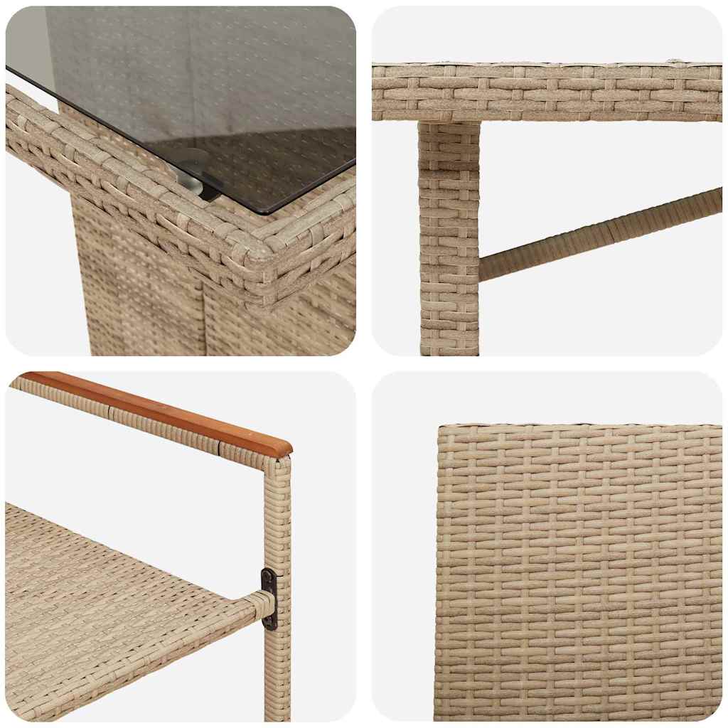 Set da Pranzo per Giardino 7 pcs Beige polyrattan