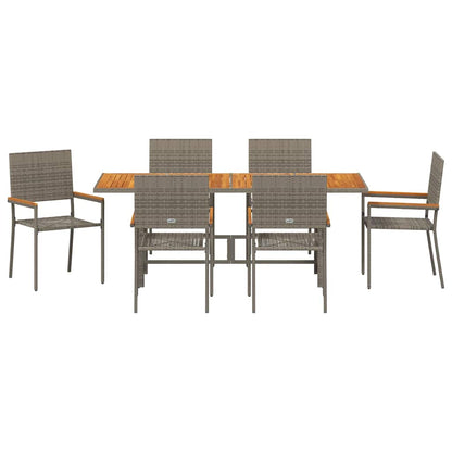 Set da Pranzo per Giardino 7 pcs Grigio polyrattan