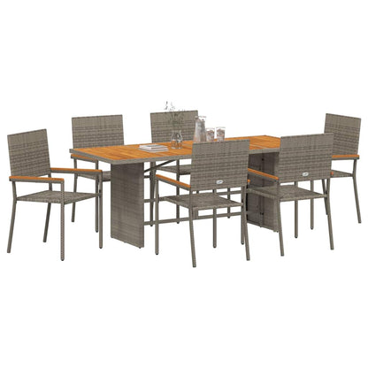 Set da Pranzo per Giardino 7 pcs Grigio polyrattan