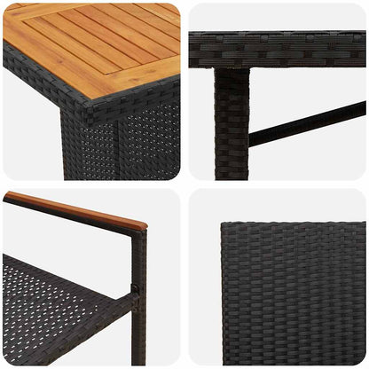 Set da Pranzo per Giardino 9 pcs Nero e Marrone polyrattan