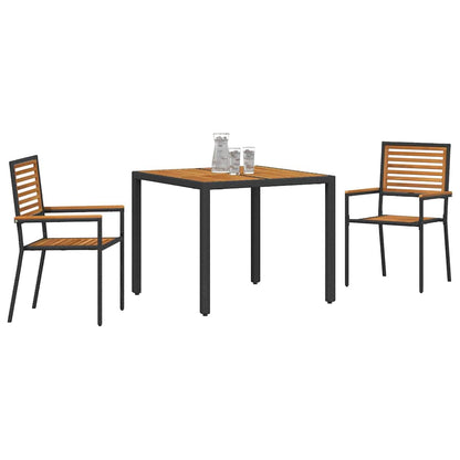 Set da Pranzo per Giardino 3 pcs Nero polyrattan