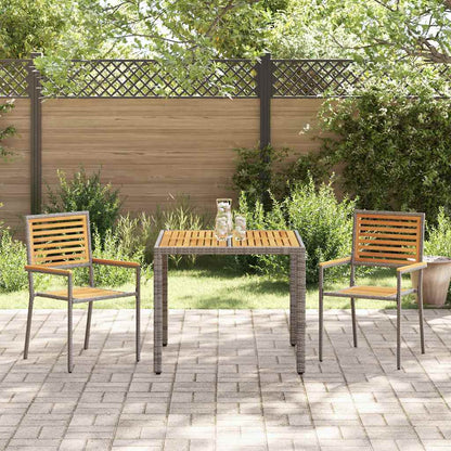 Set da Pranzo per Giardino 3 pcs Grigio polyrattan
