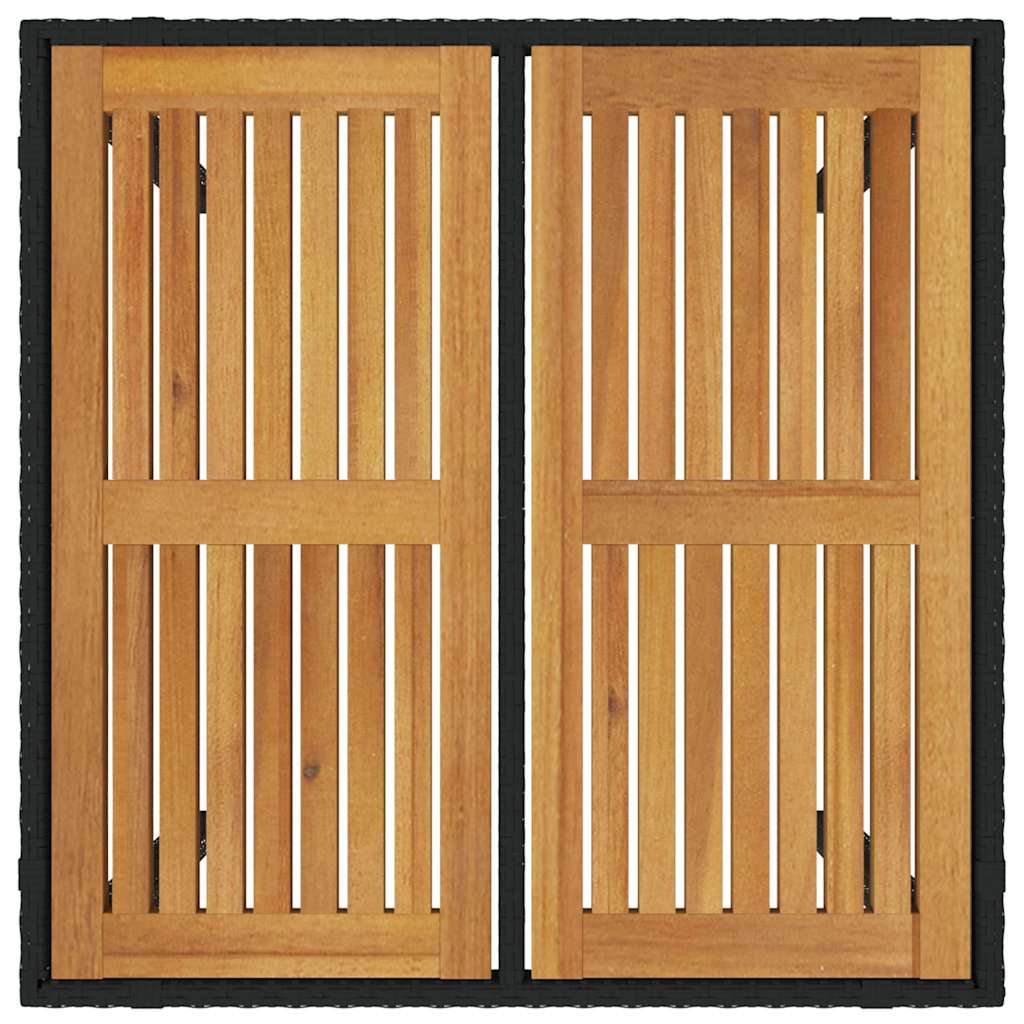 Set da Pranzo per Giardino 5 pcs Nero e Legno polyrattan