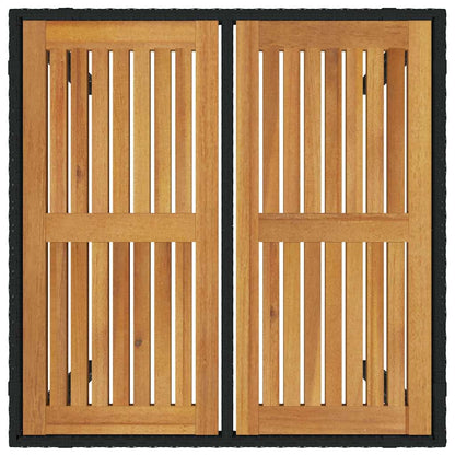 Set da Pranzo per Giardino 5 pcs Nero e Legno polyrattan