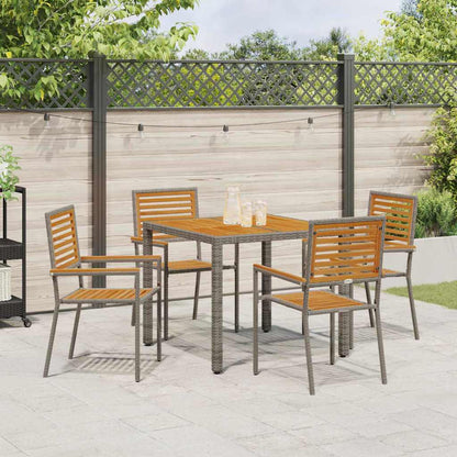 Set da Pranzo per Giardino 5 pcs Grigio polyrattan