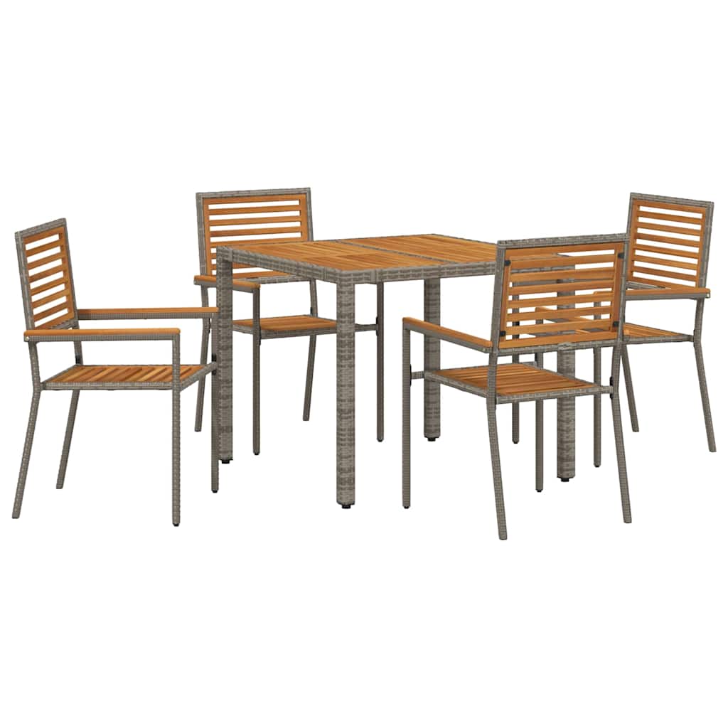Set da Pranzo per Giardino 5 pcs Grigio polyrattan