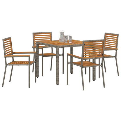 Set da Pranzo per Giardino 5 pcs Grigio polyrattan