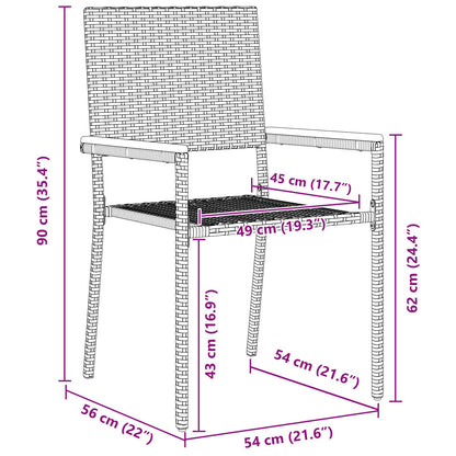 Set da Pranzo per Giardino 5 pcs Grigio polyrattan